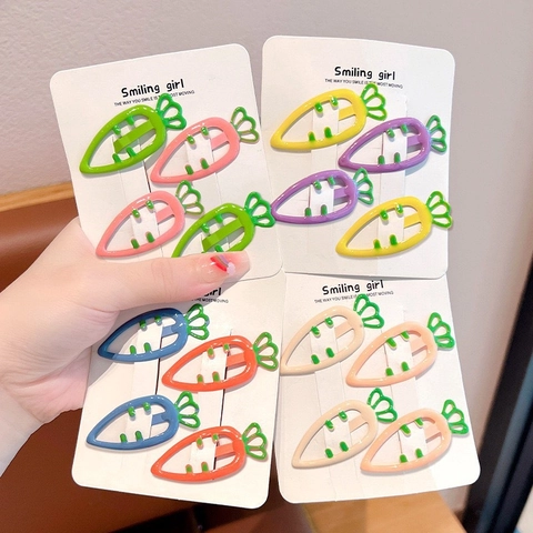 Cute Carrot Shape Hair Clips Alloy Resin Colorful Candy Color Snap BB Clips For Girls Kids Hair Accessories