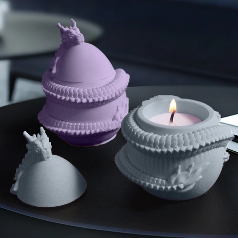 Dragon Egg Silicone Mold 3D Relief Design Storage Box Container For Candle Cup Flower Pot DIY Gypsum Resin Crafting Decor