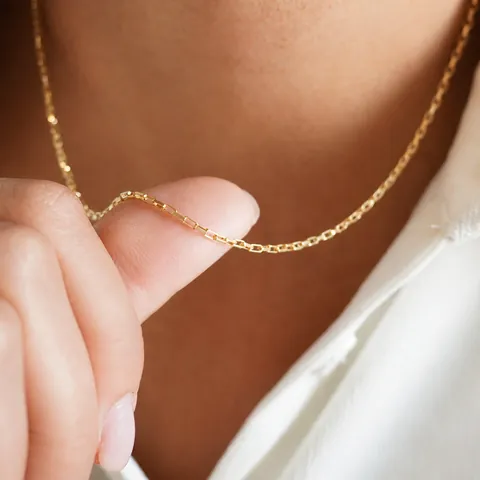 Minimalistische Roestvrijstalen 14K Goud Vergulde Boxketting Halsketting Voor Dames Waterdichte Eenvoudige Sieraden
