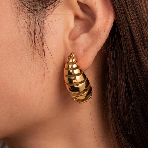 Stainless Steel Chunky C-Shape Hoop Earrings Twisted Spiral Teardrop High Polish Fashion Jewelry For Women