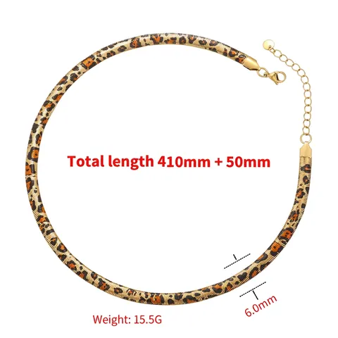 Collana in Acciaio Inossidabile con Stampa Leopardata Catena a Serpente per Donna Gioielli di Moda Personalizzati Choker