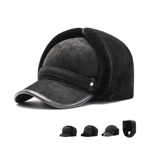 Gorro De Invierno Para Hombre Gamuza Con Orejeras Forro De Piel Sintética Cálido A Prueba De Viento
