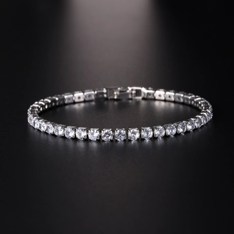 Bracciale Tennis Hip Hop Rame Zirconia Catena Iced Out Gioielli Uomini Donne Lucido Colorato