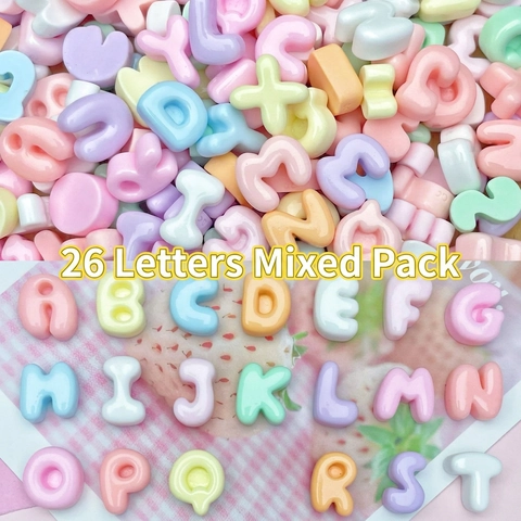 Alphabet Letter Beads Resin Colorful Macaron 3D Stereo DIY Phone Case Hair Clip Jewelry Making Accessories