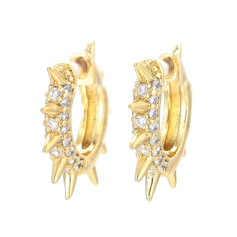 Punk Spike Hoop Ohrringe Kupfer Mit Zirkonia Nieten Huggie Hip Hop Retro Schmuck Für Herren Damen