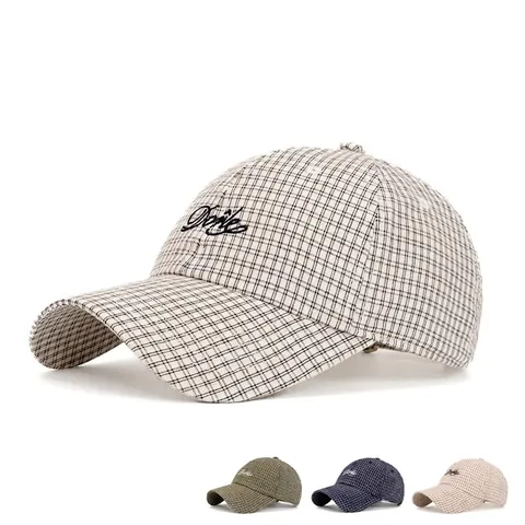 Cappellino Da Baseball In Cotone A Quadretti Con Ricamo Di Lettere Cappello Con Visiera Regolabile Protezione Solare