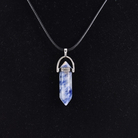 Natuurlijke Agaat Kristal Zeshoekige Punt Hanger Ketting Voor Vrouwen Mannen Legering Sluiting Waskoord Ketting Healing Stone Sieraden