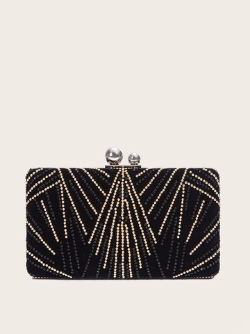 Pochette Da Sera Con Strass Perline Motivo Geometrico Borsa Da Festa Formale Catena Rimovibile Donne Elegante