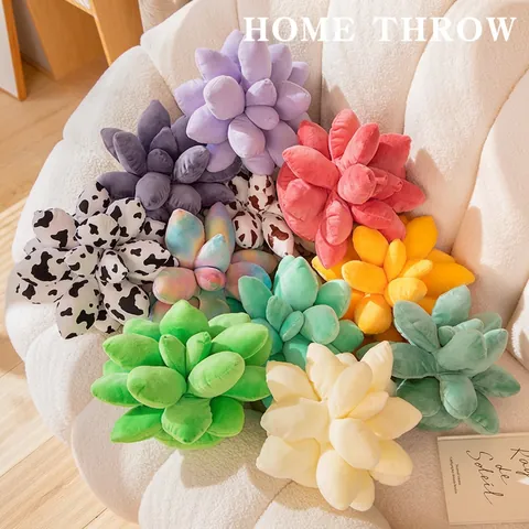 Succulent Plush Pillow Realistic 3D Plant Throw Cushion Soft Colorful Decorative Home Office Sofa Decor Gift