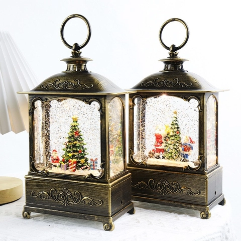 Lanterna Acqua Palla Neve Natale Stile Retrò Bronzato Lampada Decorativa LED Ornamento Per Scrivania Sospensione