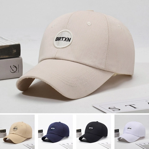 Unisex Baseball Cap Cotton Twill Adjustable Sun Protection Hat With Round Embroidery Letter Patch Retro Streetwear Style