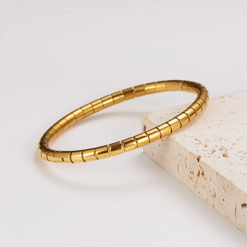 Bracciale Rigido Tubogas Moderno Acciaio Inossidabile 304 Placcato Oro Design Bambù Gioielli Di Moda Per Donna