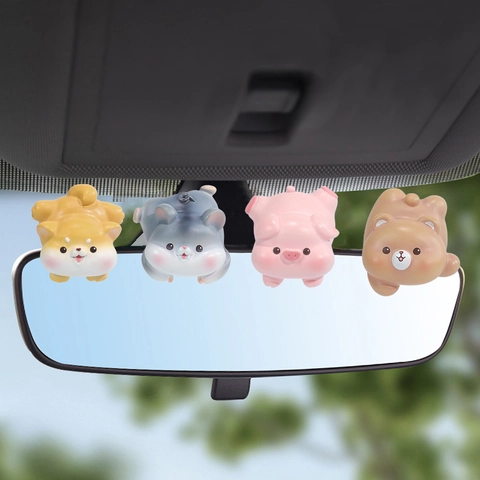 Mini Animal Figurines Resin Cute Kawaii Cartoon Computer Screen Monitor Desktop Car Dashboard Edge Hanging Decor Ornaments