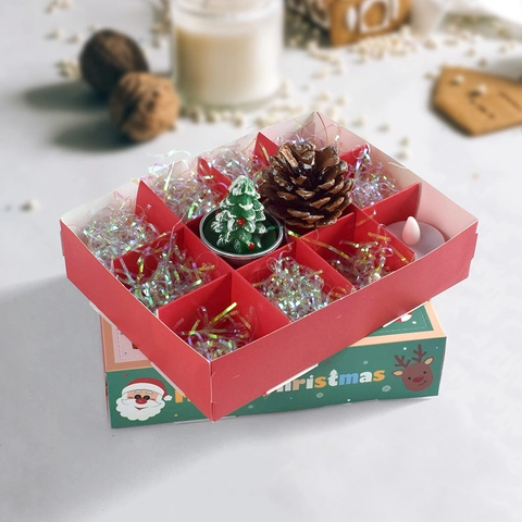 Christmas Advent Calendar Blind Box Empty Cardboard Multi Grid Poke Joy Gift Packaging With Cartoon Patterns DIY Holiday