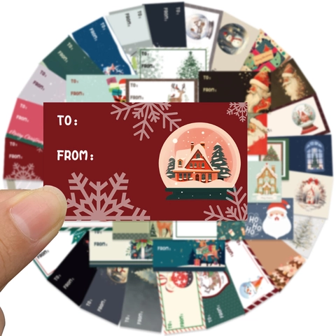 Christmas Gift Tags Stickers PVC Matte To From Message Label Holiday Gift Wrapping Cartoon Santa Reindeer Snowman Decor