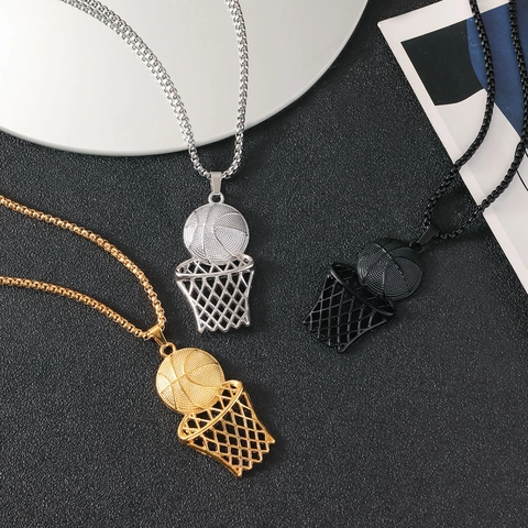Basketballkorb Anhänger Halskette Edelstahl Hip Hop Sport Boxkette Schmuck Für Damen Und Herren Mode Accessoire