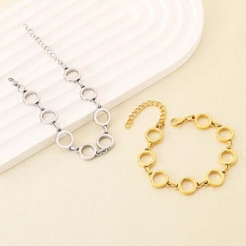 Bracciale A Maglie Circolari In Acciaio Inossidabile Minimalista Geometrico Cavo Regolabile Gioielli Per Donna Regalo Moda