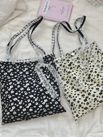 Bloemen Canvas Schoudertas Met Kant En Strik Zoete Vintage Draagtas Voor Dames Dagelijks Gebruik