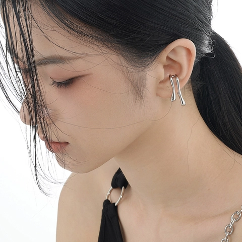 S925 Sterling Silver Irregular Line Ear Clips Minimalist Geometric Ear Bone Clips For Women Gold Silver Jewelry Gift