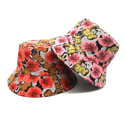 Chapeau Bob Polyester Impression Florale Numérique Strass Protection Solaire Vintage Rétro Femme