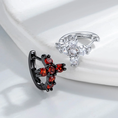 Pendientes De Aro De Cruz Cobre Circonita Incrustada Geométrico Gótico Estilo Genial Para Hombres Mujeres