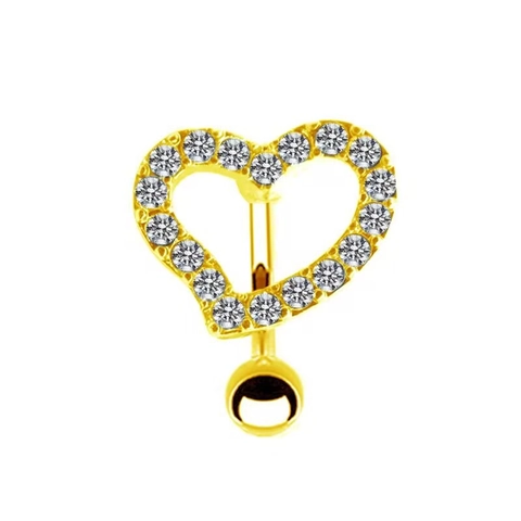 Women Copper Zircon Belly Button Ring Gold Silver Heart Butterfly Bow Maple Leaf Snowflake Dangle Body Piercing Jewelry Gift