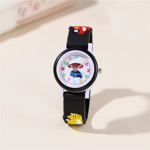 Orologio Al Quarzo Per Bambini Auto Cartone Animato Con Cinturino In Silicone 3D Numeri Colorati Regalo