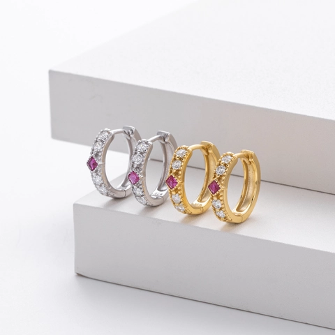 Orecchini Huggie Hoop In Argento Sterling 925 Con Zircone Quadrato Gioielli Di Lusso Minimalisti Eleganti Per Donna