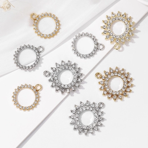 Pendentifs Bijoux Strass Soleil Rond Forme Géométrique Alliage Pour DIY Création Bijoux Accessoires Brillants