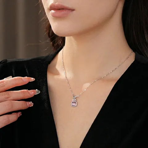Collana Con Pendente A Zucca Rame E Argento Sterling 925 Con Zircone Pietra Occhio Di Gatto Gioielli Moda Catena Clavicola