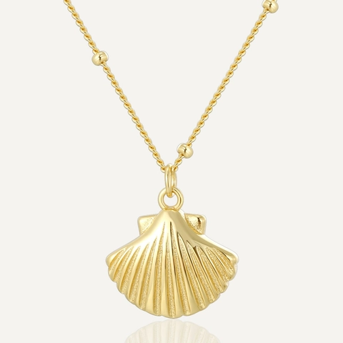 Muschel Anhänger Halskette 925 Sterling Silber Vergoldet Muschel Marine Stil Satellitenperlen Kette Schmuck Für Damen