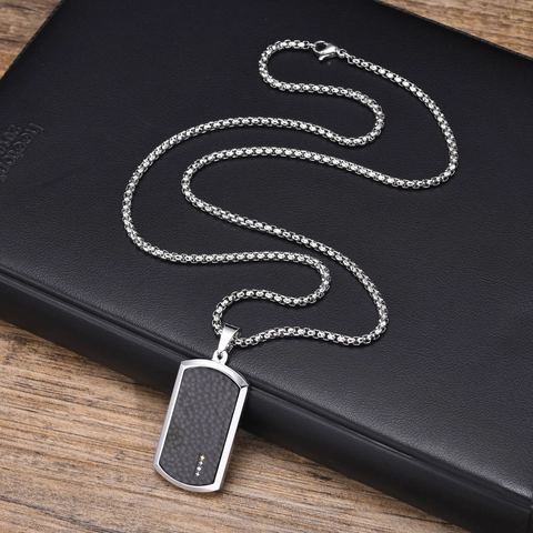 Herren Edelstahl Erkennungsmarke Anhänger Halskette Mit Gehämmerter Textur Und Strass Militär Stil Schmuck