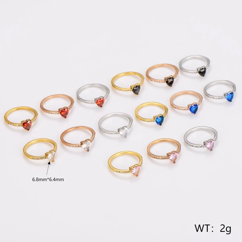 Herzförmiger Zirkonia Ring Aus 304 Edelstahl Plattiert Eleganter Zierlicher Modeschmuck Geschenk Für Frauen