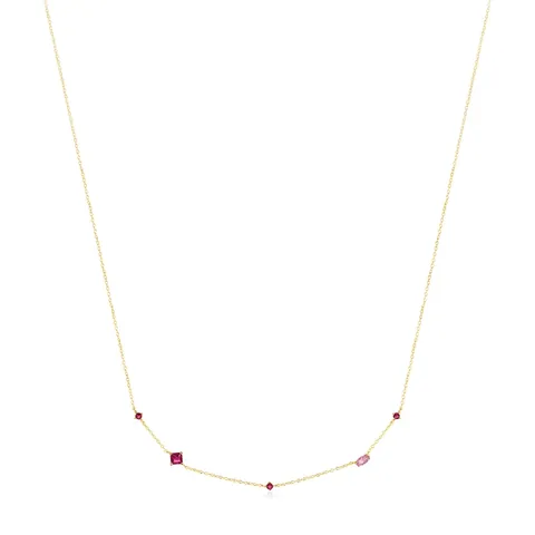 925 Sterling Silver Pigeon Blood Red Zirconia Necklace For Women Minimalist Geometric Pendant Necklace Fashion Jewelry