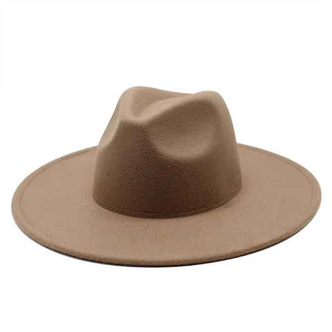 Sombrero Fedora Ala Ancha Fieltro De Lana Gorra Jazz Vintage Color Sólido Elegante Estilo Panamá Para Hombres Mujeres