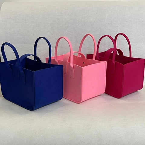 Felt Tote Bag Portable Storage Basket With Handle Button Closure For Party Favor Souvenir Gift Shopping Organizer
