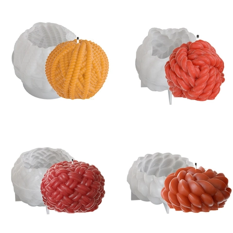 Gebreide Wollen Bal Siliconen Mal Voor DIY Kaarsen Maken Aromatherapie Gips Ambacht 3D Weefsel Textuur Bal Vorm Bloem