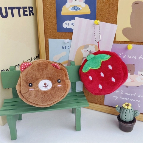 Portamonete In Peluche Animali Carini Mini Portafoglio Con Cerniera Cartone Animato Ciondolo Portachiavi Piccola Borsa Per Ragazze
