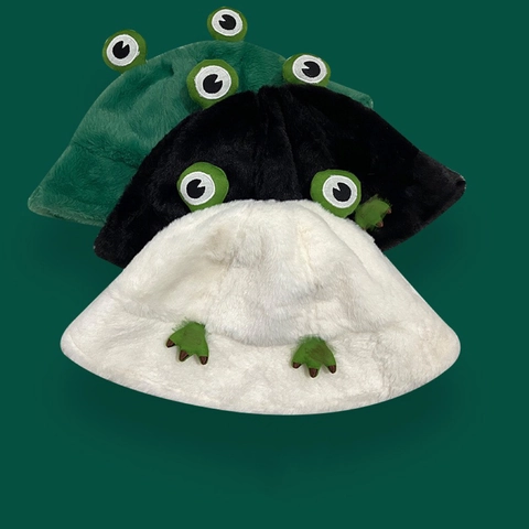 Cappello Da Pescatore Rana In Peluche Pelliccia Sintetica Caldo Ispessito Con Occhi 3D Carino Cartone Animato Inverno Donna