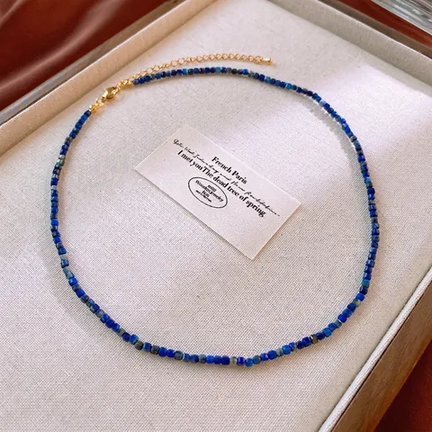 Natuursteen Kralen Ketting Titanium Staal Verguld Franse Vintage Esthetische Elegante Sieraden Voor Vrouwen