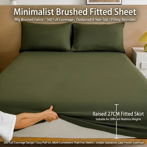 Solid Color Fitted Sheet Mattress Cover Brushed Microfiber Deep Pocket Elastic Band Breathable Soft Bedding Protector
