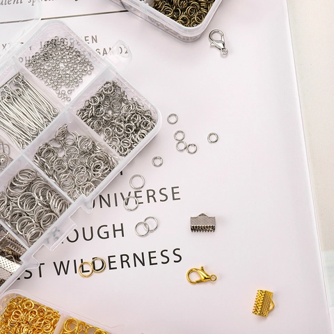 DIY Jewelry Making Kit Metal Alloy Findings Lobster Clasps Jump Rings Ear Hooks Eye Pins For Handmade Earrings Crafting