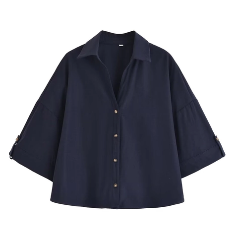 Completo Donna Casual Tinta Unita Camicia Scollo a V Morbida e Pantaloncini a Vita Alta Con Cintura Intrecciata Outfit Estivo Street Style