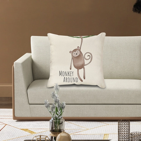 Cartoon Animal Throw Pillow Cover Polyester Linen Decorative Cushion Case For Sofa Couch Home Decor Nordic Style Minimalist