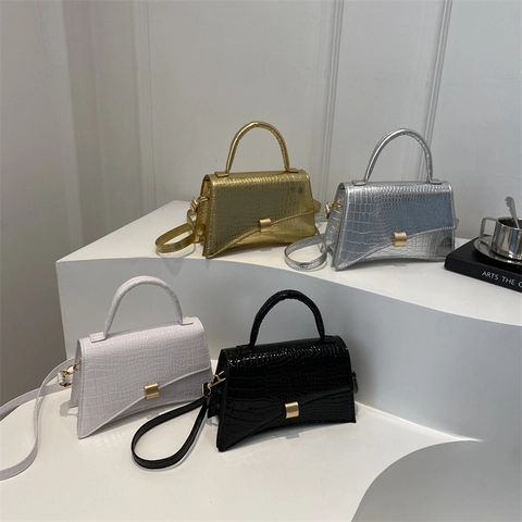 Sac Sous Les Aisselles Motif Crocodile Rétro Sac À Bandoulière En Cuir PU Serrure Métallique Sac À Main Tendance