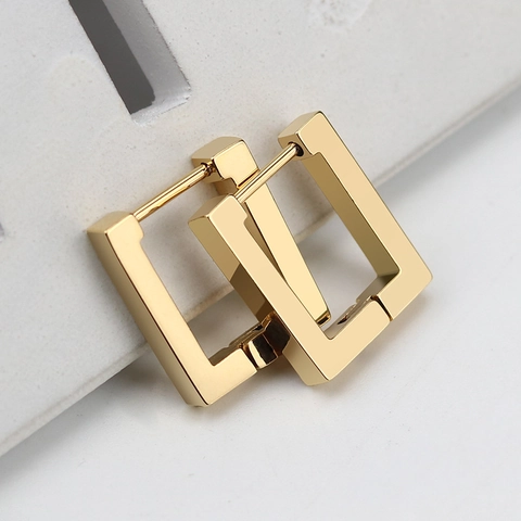 Minimalist Titanium Steel Geometric Hoop Earrings Gold Plated Hypoallergenic Star Triangle Square Earrings For Women Jewelry