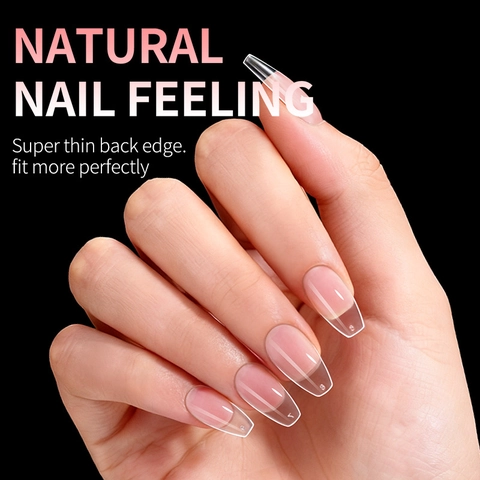 Klare Soft Gel Nagelspitzen Full Cover Sargform Falsche Nägel Ultradünne Ballerina Stil Transparente Matte Basis Maniküre Verlängerung