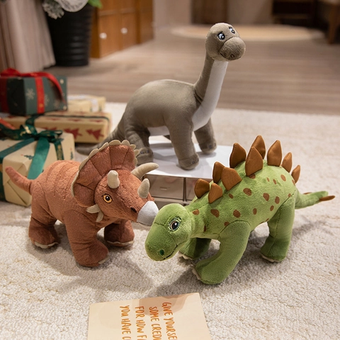 Cartoon Dinosaurier Plüschtier Weich Kurzplüsch Kuscheltier Puppe T-Rex Triceratops Brontosaurus Zimmer Deko Kinder Geschenk