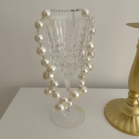 Elegant Simulated Artificial Pearl Grape Cluster Necklace Vintage Statement Multi Size Beads Jewelry For Women