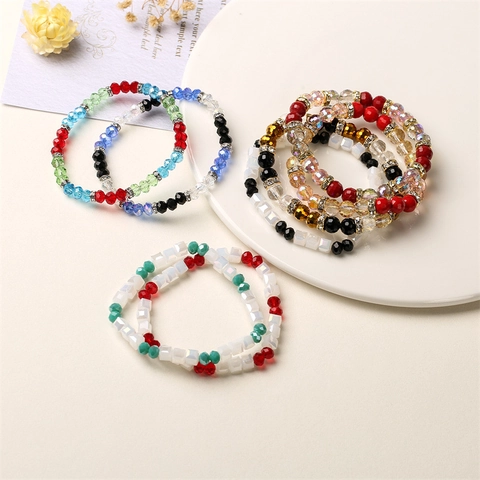 Gefacetteerde Glazen Kristallen Kralen Armband Met Strass Legering Afstandhouders Elastische Glinsterende Mode Sieraden Voor Dames Heren